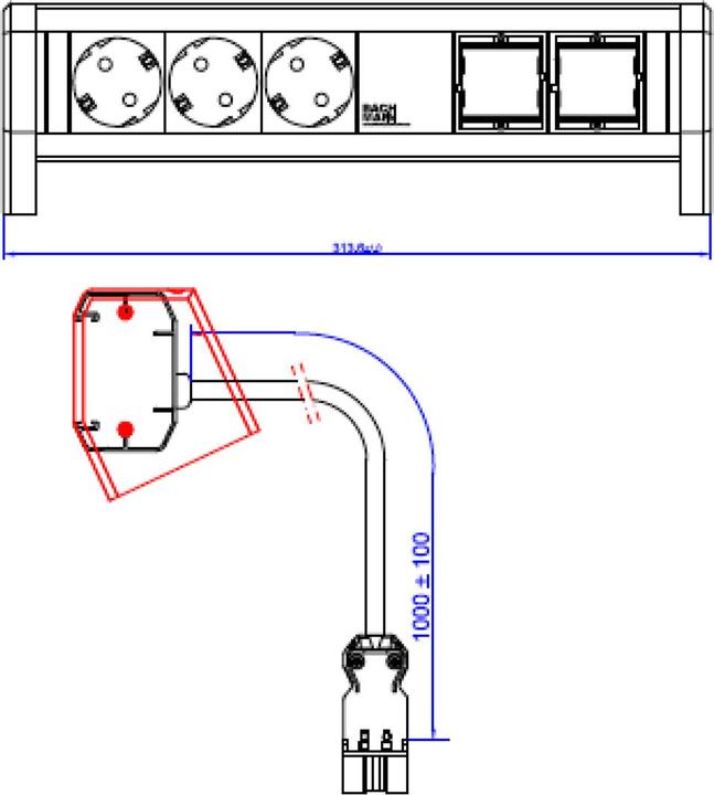 Produktbild Bachmann Steckdoseneinheit DESK 902.0096 (3x, CEE 7/3, 1 m)