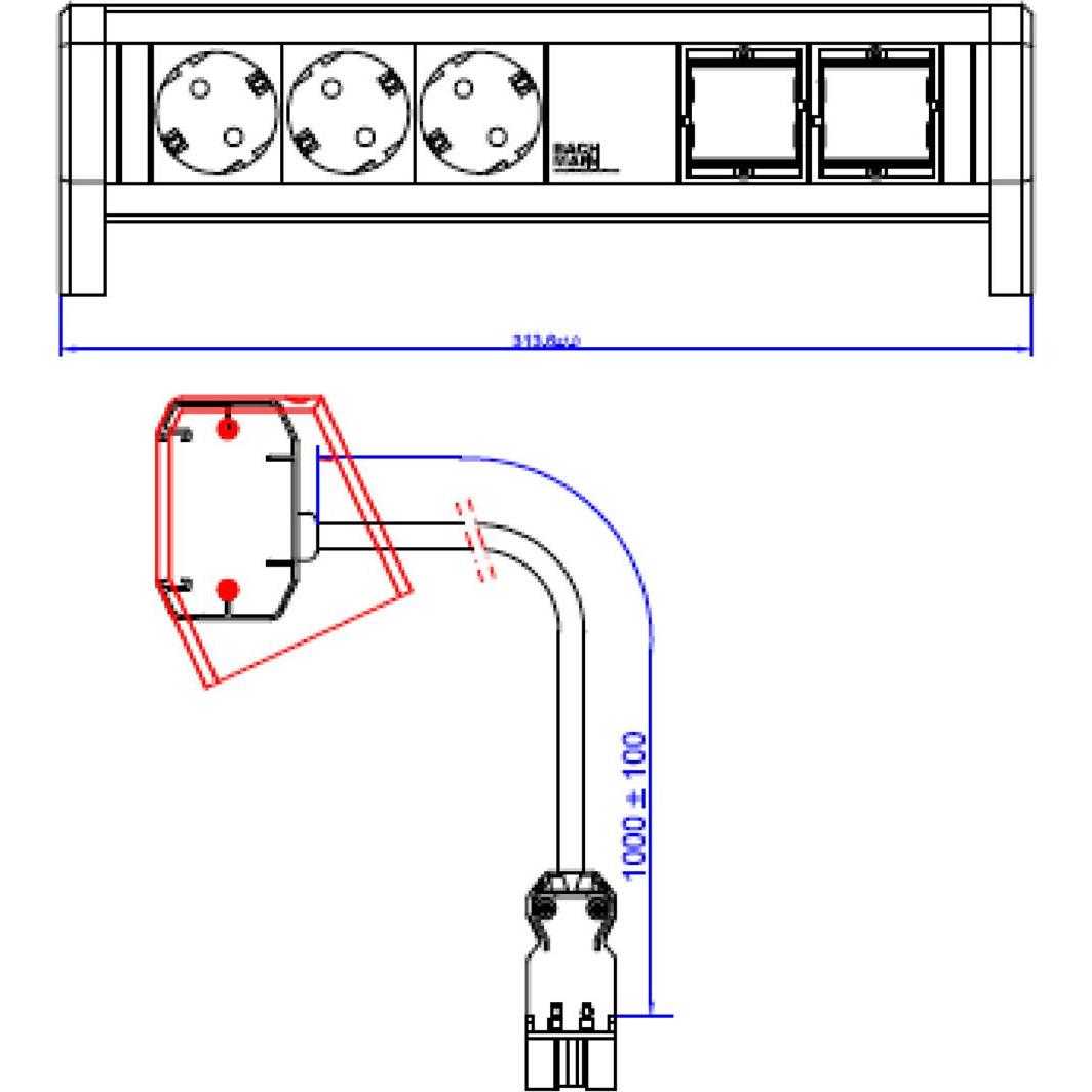 Thumbnail - Bachmann, Steckdosenleiste, Steckdoseneinheit DESK 902.0096 (3 x, CEE 7/3, 1 m)
