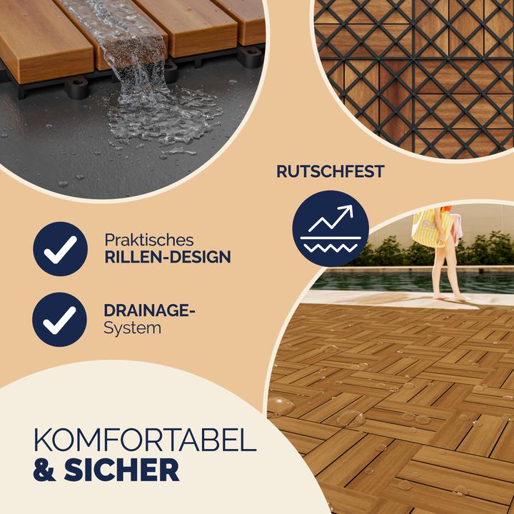 Immagine prodotto Casaria Set di piastrelle in legno d' acacia (66 x, 30 x 30 cm)