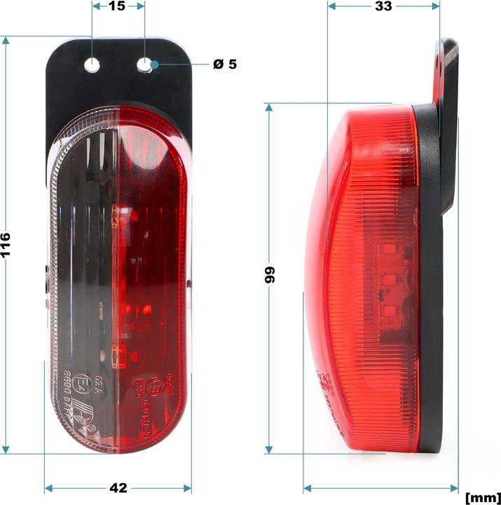 Actual product image Wiltec 2x 6 LED Marker Light Contour Lamp for Trailers Set of 2 Running-light for Caravans Safety