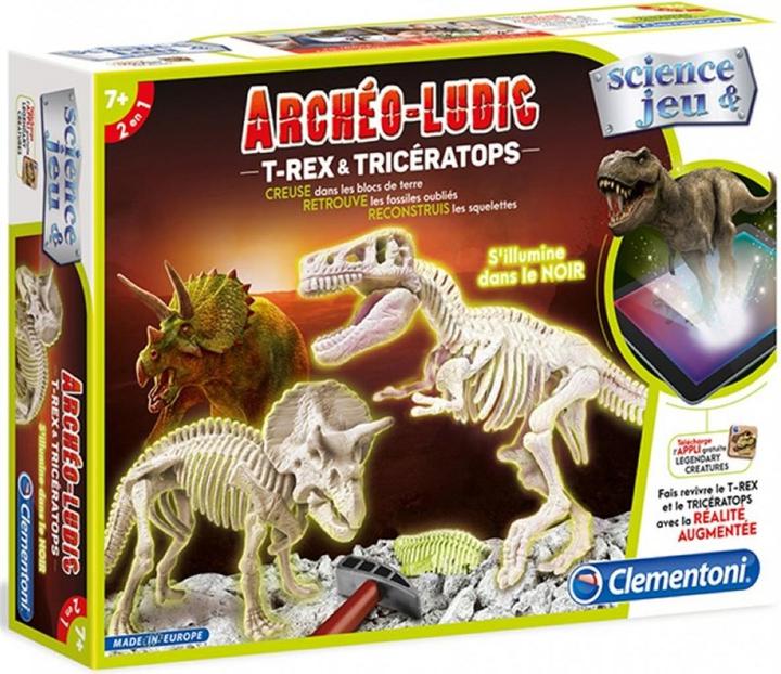Produktbild Clementoni Archeo T-Rex&Triceratops Fluo.