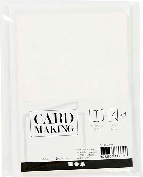 Productafbeelding Creativ Company Karten und Umschläge 10,5 x 15 cm Glitzerweiss - 4 Stück. (4 Pcs.)