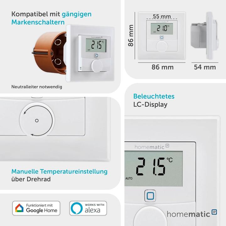 Actual product image Homematic IP Smart Home wall thermostat with switch