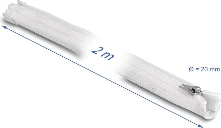 Actual product image Delock Braided hose with zipper heat resistant 2 m x 20 mm white (Cable conduit, 200 cm)