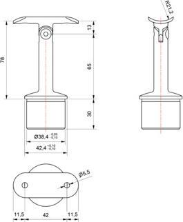 Produktbild OK-Line Handlaufträger mit Gelenk (Edelstahl A2)
