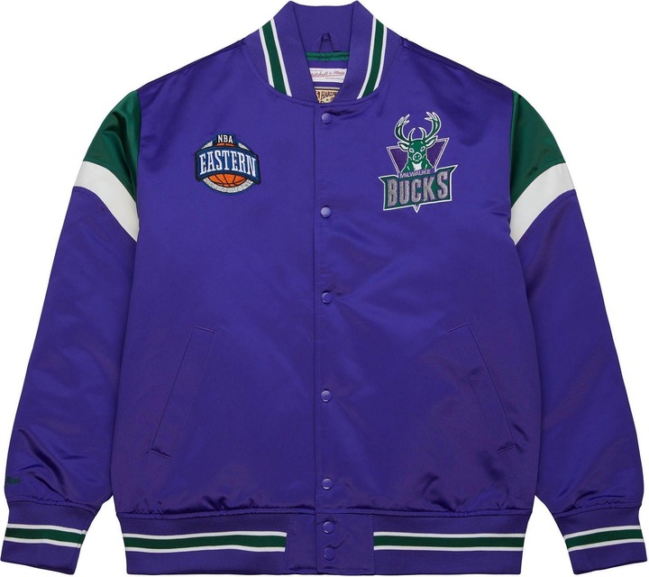 Mitchell & Ness M&N Heavyweight Satin Jacke NBA Milwaukee Bucks - S (S)
