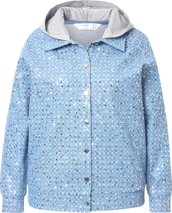 Produktbild Angel of Style Sweatjacke mit Kapuze, vorne Denimoptik, Pailletten, Kapuze (42)