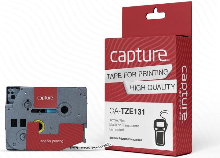 Actual product image Capture Tape Black on Clear 12mm (1.20 cm, Black, Transparent)