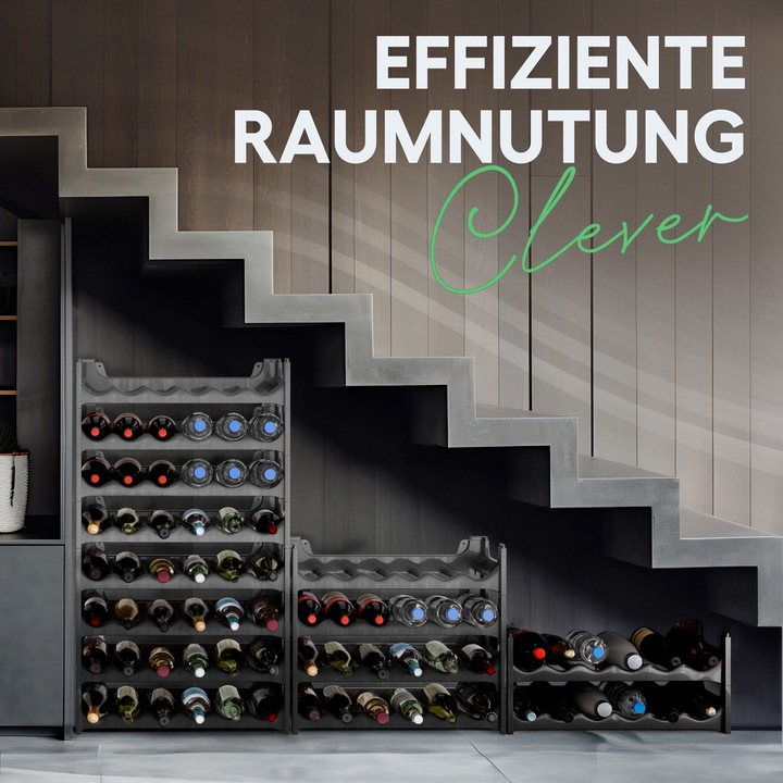 Produktbild Novaliv Flaschenregal für 36 Flaschen | Weinregal grau | Regal aus stabilem Kunststoff, stapelbar