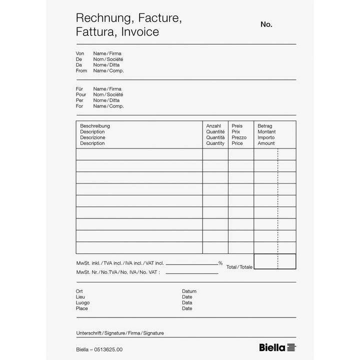 Produktbild Biella Durchschreibeblock Copy Bloc Rechnung (100 x)