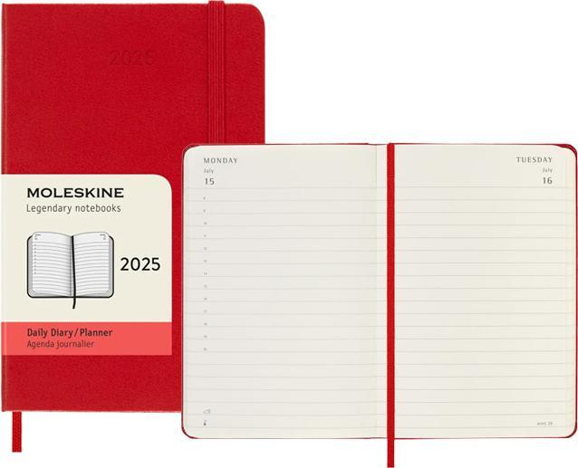 Productafbeelding Moleskine 12 maanden dagkalender 2025, Pocket/A6, 1 dag = 1 pagina, Harde kaft, Sch (A6, Pocket, Engels)