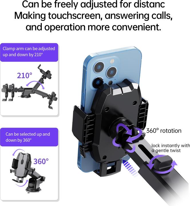 Actual product image Choetech H043 Spider-Man II telescopic car holder for cockpit or window - black