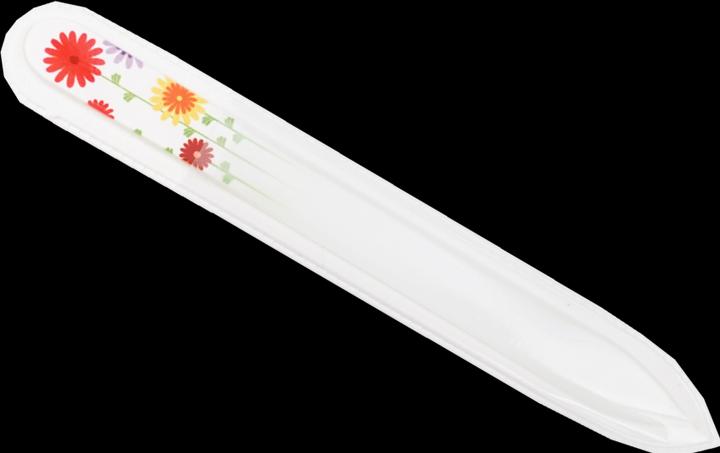 Image du produit Lime en verre - double face, gravée dans du verre trempé, fleurs, longueur : 13,5cm