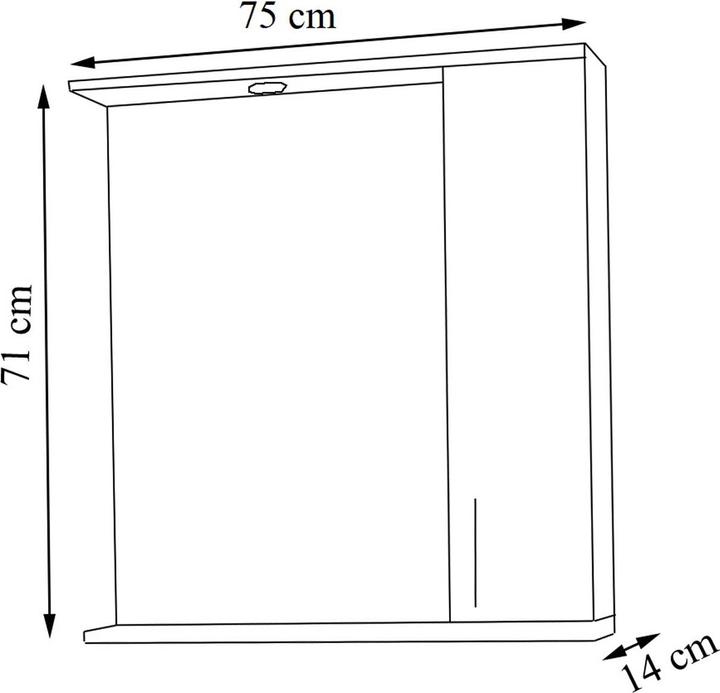 Produktbild VCM Badspiegel Wandspiegel 75 cm Hängespiegel Spiegelschrank Badezimmer Drehtür Beleuchtung Lisalo XL (75 x 14 x 71 cm)