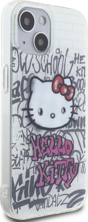 Actual product image Hello Kitty HKHCP15SHDGPHT iPhone 15 6.1" biały/white hardcase IML Kitty On Bricks Graffiti (Apple iPhone 15)