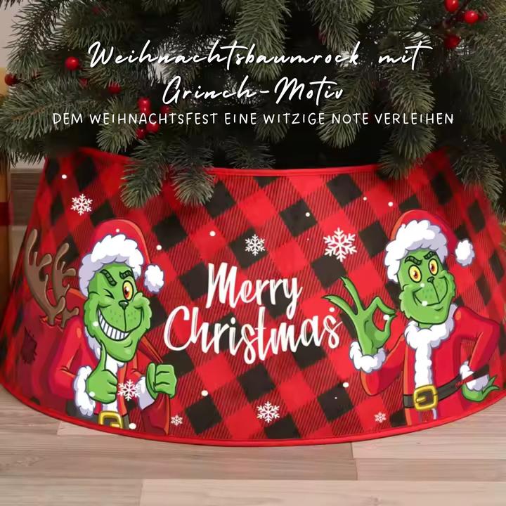 Produktbild Hermex Weihnachtsbaumrock mit Grinch-Motiv Christbaumständer-Kragen Baumständer-Verkleidung
