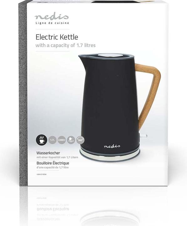 Productafbeelding Nedis Waterkoker | 1,7 l | Soft-Touch | Zwart | 360 graden draaibaar | Verborgen verwarmingselement | S (1.70 l)
