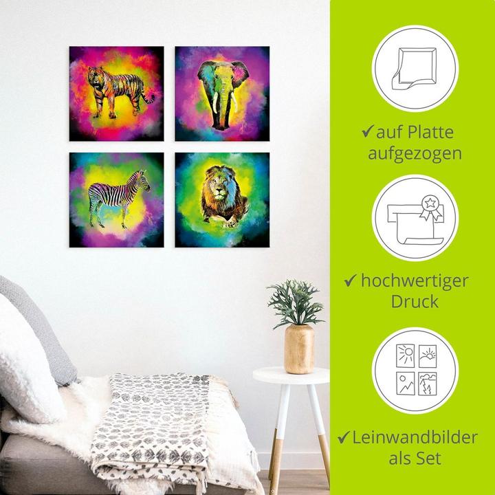 Image du produit Artland Explosion de couleurs éléphant lion zèbre tigre K1PT (30 x 30 cm)