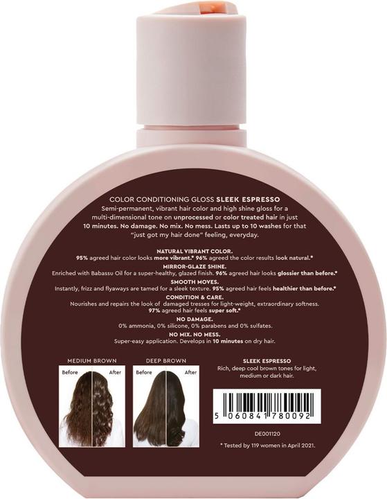 Actual product image Glaze hair sublimating gloss in the colour dark brown Sleek Espresso Tb 190 ml (190 ml)
