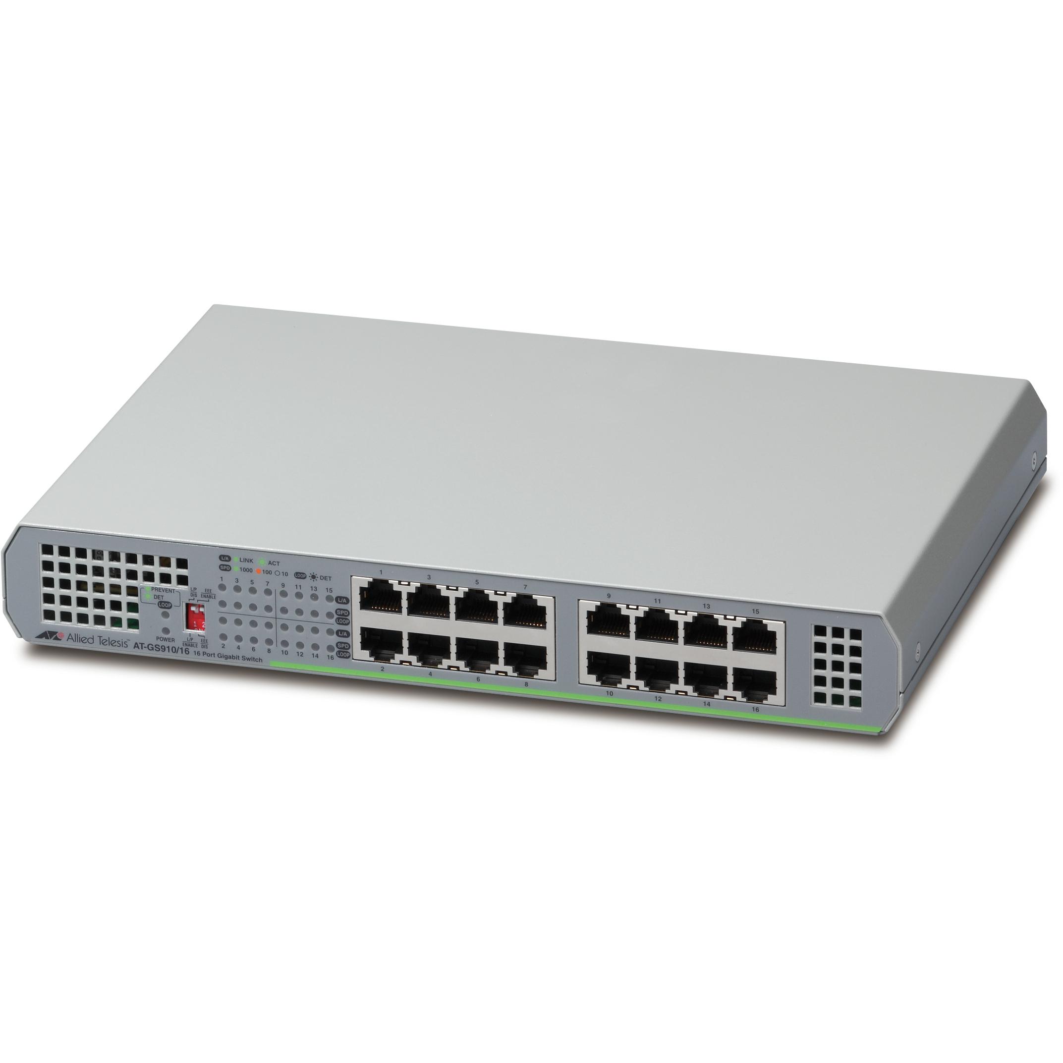 Allied Telesis L2 UM. GE 16P INT.PSU (16 Ports), Netzwerk Switch, Grau