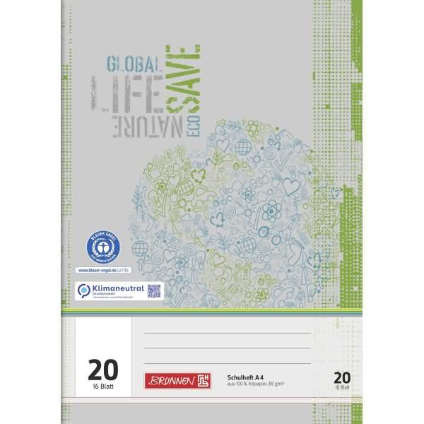 Actual product image Brunnen Exercise book recycled ruler size 20 blank DIN A4 without margin, 16 sheets (A4, Plain, No binding)