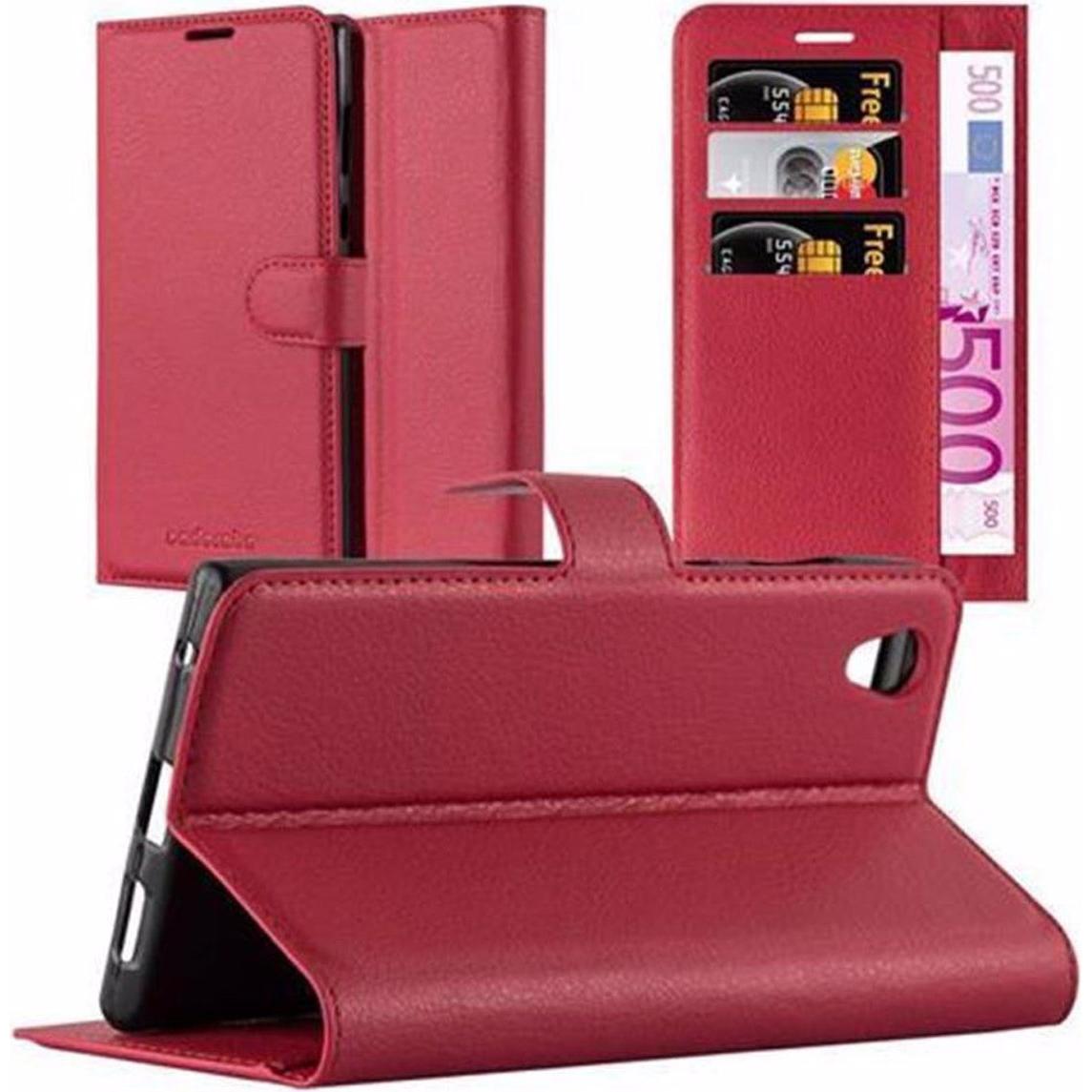 Cadorabo Book mit Standfunktion Cover (Sony Xperia L1), Smartphone Hülle, Rot