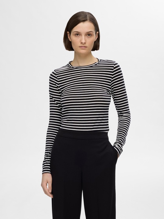 Image du produit Selected Femme Gestreiftes Oberteil mit langen Ärmeln (M)