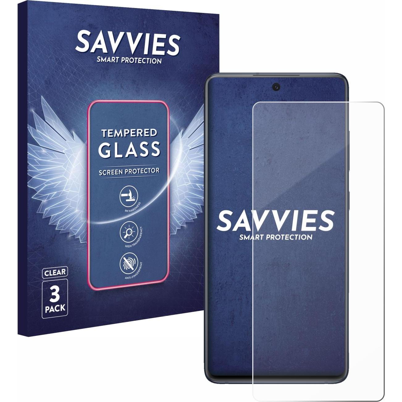 Savvies Panzerglas Hartglas Displayschutz (3 Stück, Samsung Galaxy S20 FE 5G), Smartphone Schutzfolie, Transparent