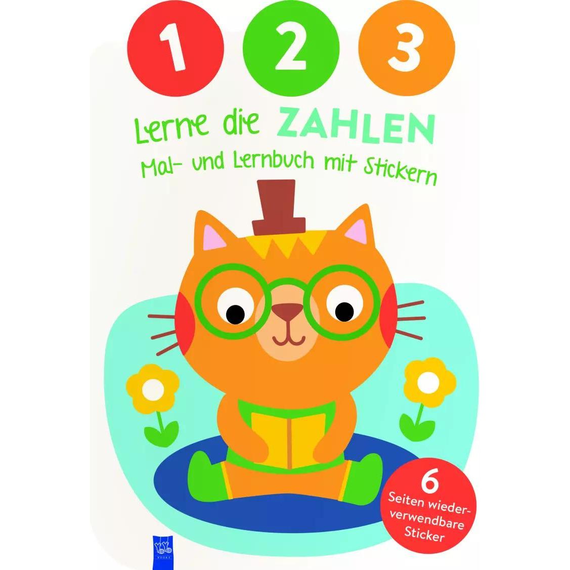 Yoyo Books 1,2,3 - Lerne die Zahlen - Mal- und Lernbuch mit Stickern (Cover Katze) (Deutsch)