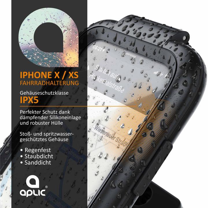 Actual product image Aplic Mobile holder, bike holder with protective cover for Iphone X & XS, splash water protection