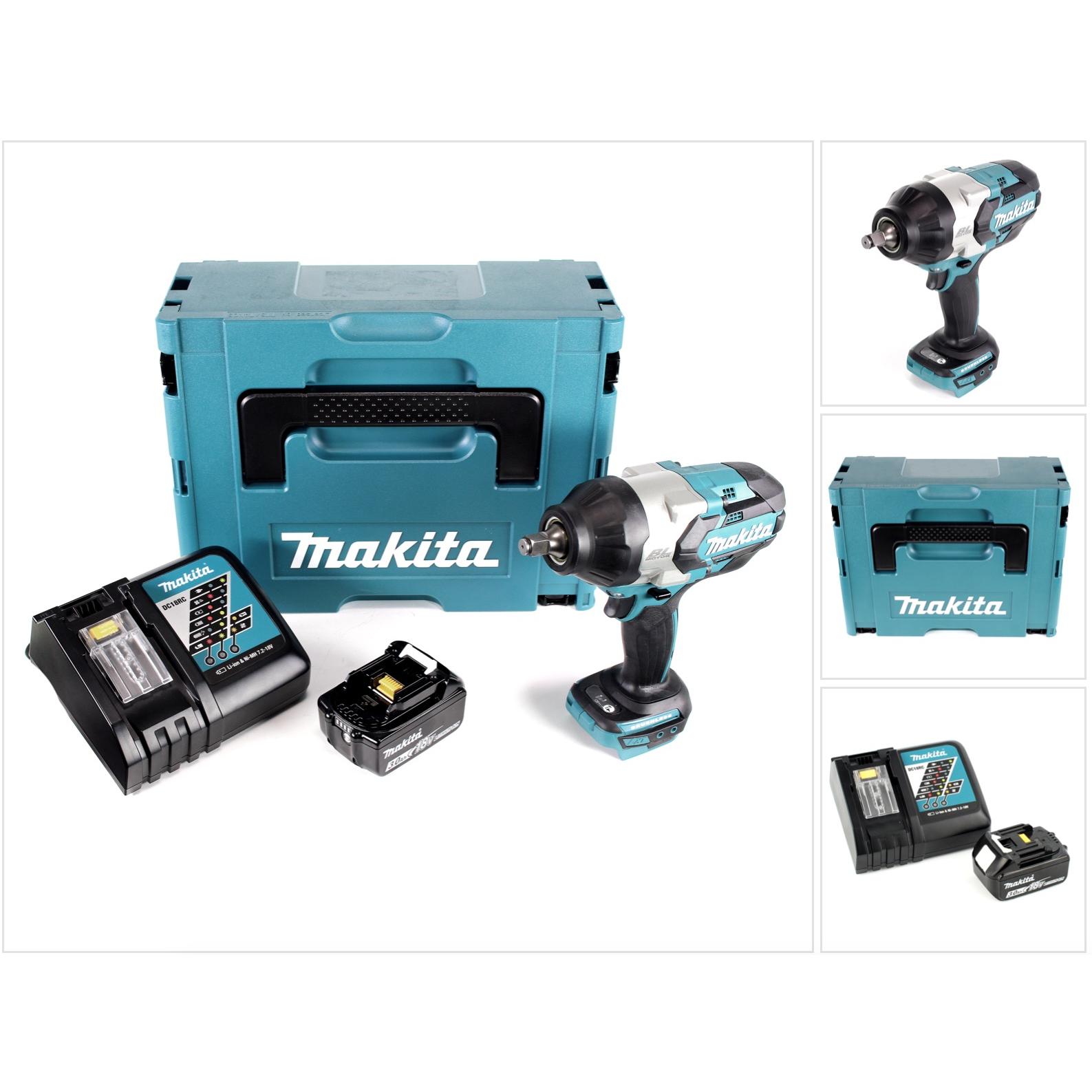 Makita, Bohrmaschine + Akkuschrauber, DTW 1002 RF1J Akku Schlagschrauber 1/2“ 18V 1000Nm Brushless + 1x Akku 3,0Ah + Lad...
