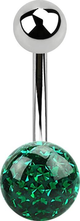 Immagine prodotto Star Piercing Banana argento con sfera e sfera di cristallo verde strato protettivo epossidico (senza ottone, Acciaio chirurgico 316L)