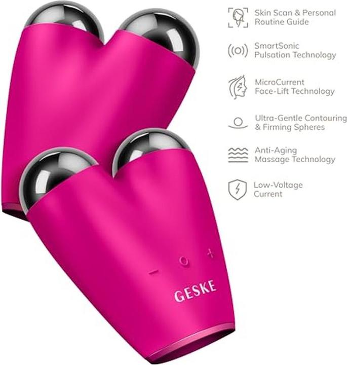 Image du produit Konjac Sponge Mikroprądowy lifting do twarzy 6w1 Geske z Aplikacją (magenta)