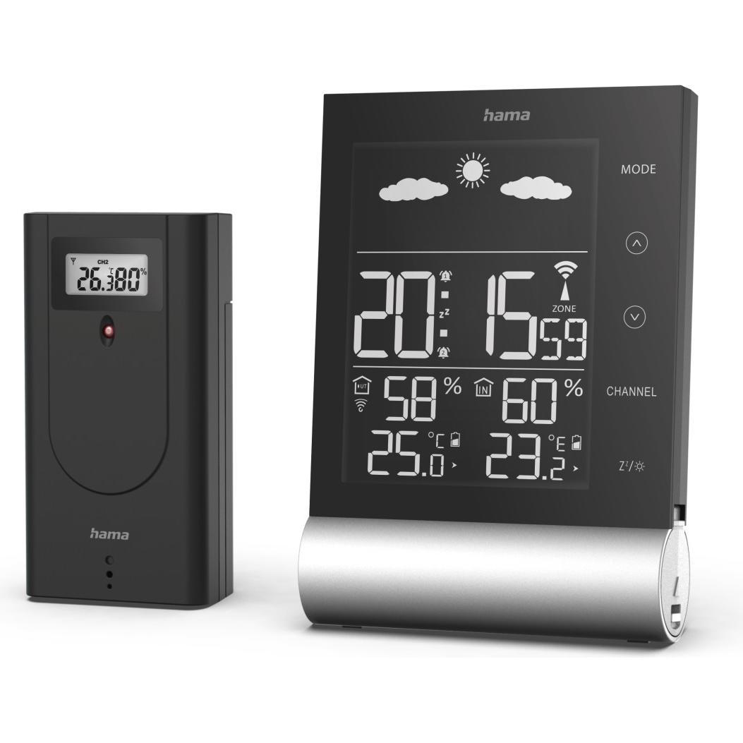 Hama Black Line, Wetterstation, Schwarz