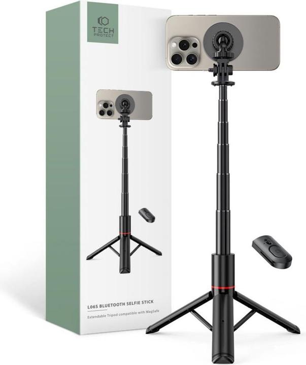 Actual product image Tech-Protect Selfie stick L06S Bluetooth magnetic with MagSafe, remote control, tripod up to 82cm an