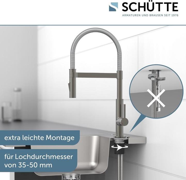 Produktbild Schütte SCHÃoeTTE Miami Design Keukenkraan - Mengkraan - Met spiraalveer - Mat grafiet (79142)