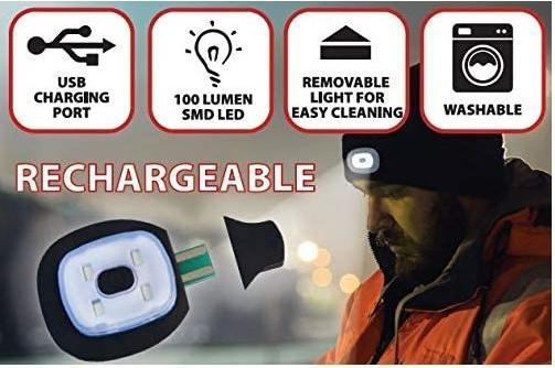 Produktbild Velamp Mütze mit LED-Frontleuchte, Strickmütze mit LED-Licht ideal zum Joggen, Campen, Arbeiten, Spazieren (100 lm)