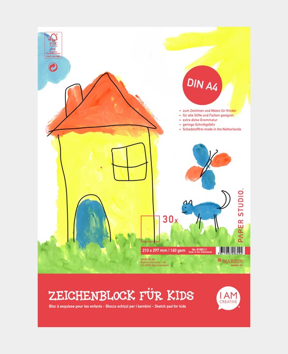 Produktbild I Am Creative Zeichenblock für Kids (A4, Blanko, Kein Einband)
