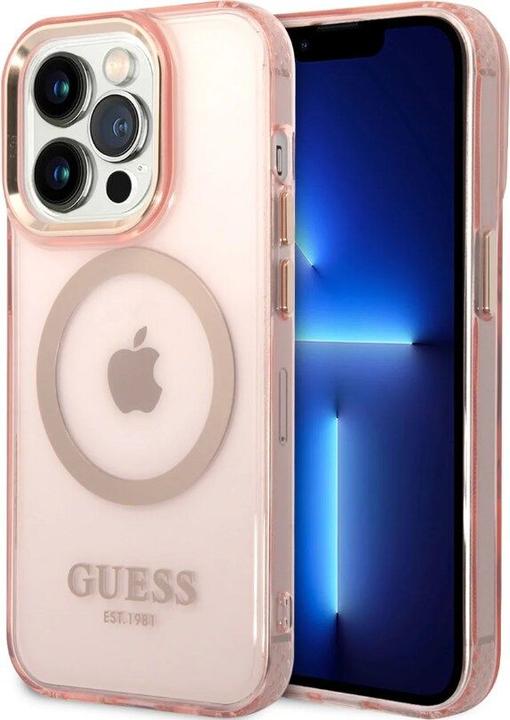 Actual product image Guess Translucent MagSafe Compatible Case for Apple iPhone 14 Pro Max - pink (Apple iPhone 14 Pro Max)