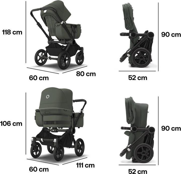 Image du produit Bugaboo Donkey 5 Mono, Vert forêt/Vert forêt/Noir (0 - 4 Années)