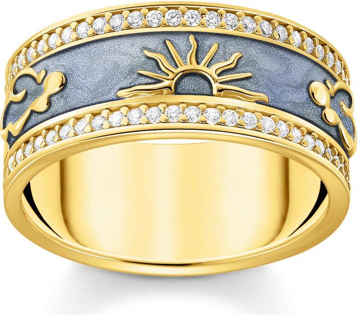 Immagine prodotto Thomas Sabo Anello blu con simboli cosmici placcati oro (52, 925 Argento)