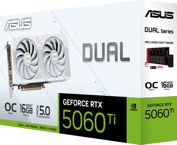 Productafbeelding ASUS DUAL-RTX5060TI-O16G-WHITE 16GB GDDR7 HDMI DP (16 GB)