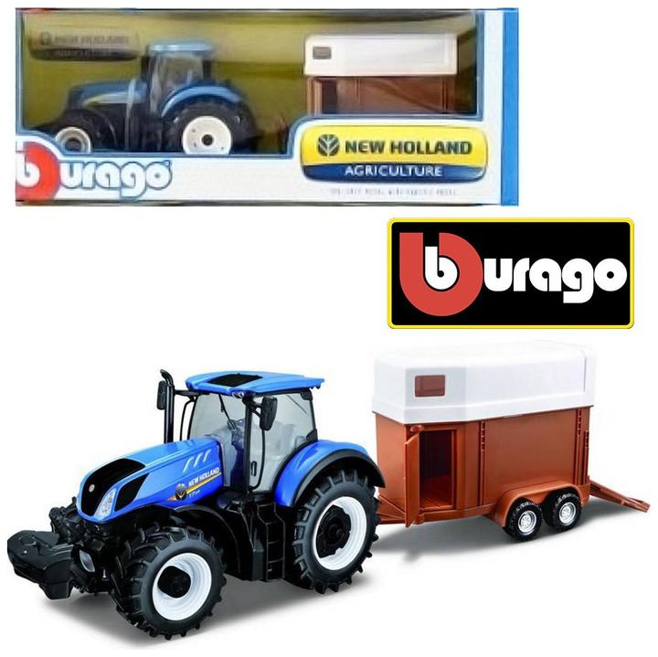 Produktbild Bburago 18/44069 New Holland T7.315 tractor Official scale 1:32 metal with Horse Trailer blue