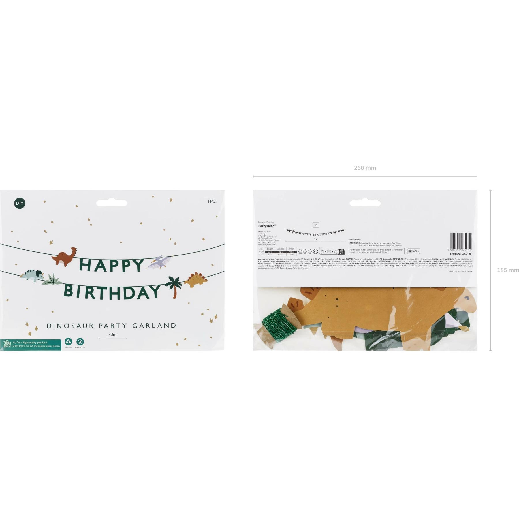 Thumbnail - Partydeco Happy Birthday Dino