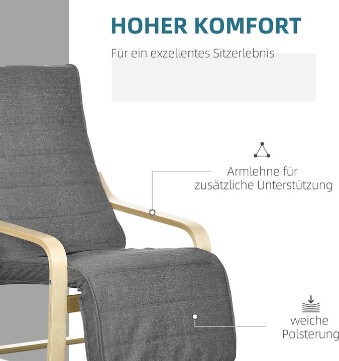 Produktbild Homcom Relaxsessel Polyester, Birkenholz Grau