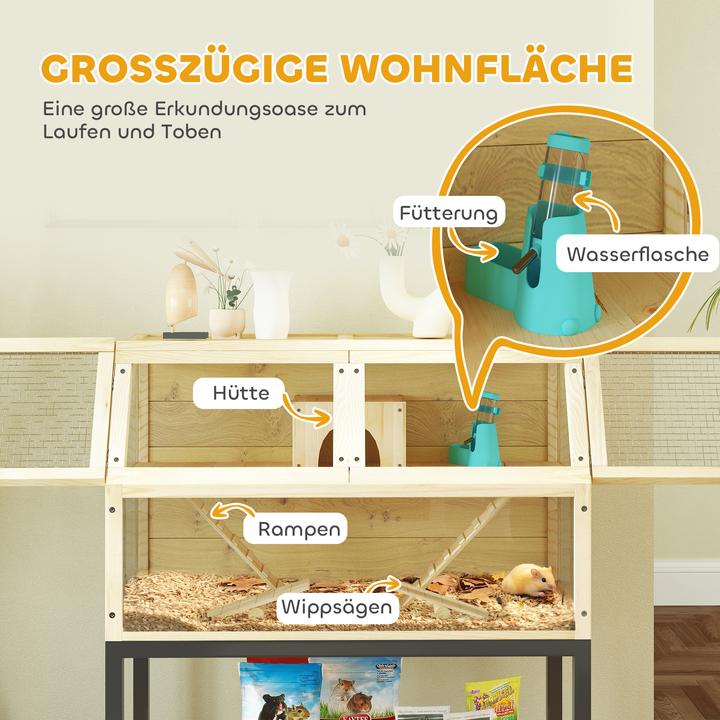 Actual product image PawHut Zwerghamsterkäfig Tannenholz, Stahl Naturholz