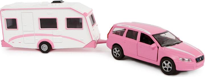 Produktbild NoName Volvo V70 aus Druckguss mit Wohnwagen - Pink