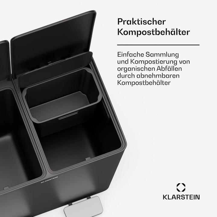 Klarstein EcoVista Mülltrennsystem mit 2 Fächern & 3L Komposteimer (40 l)