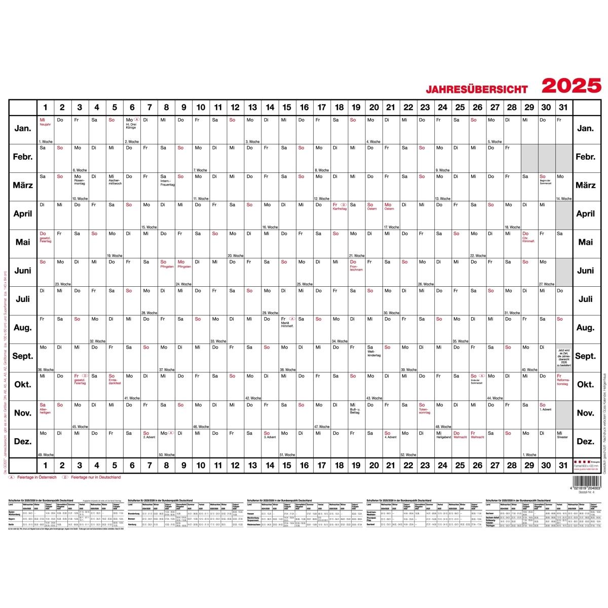 Güss, Kalender, Wandkalender A2 quer Versand. 1J 1S