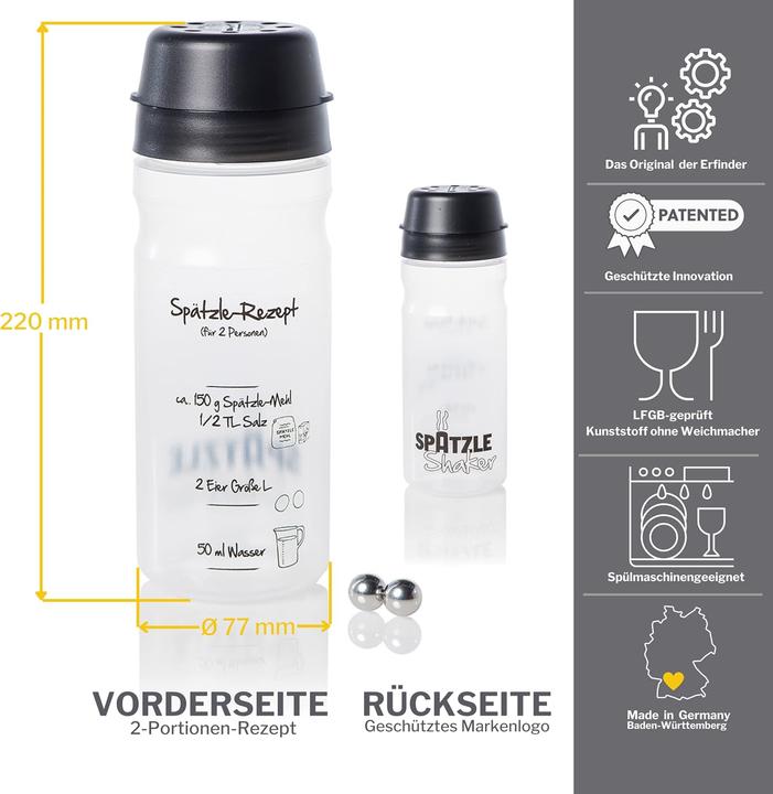 Produktbild TOP 2-Portionen-Spätzle-Shaker (675 ml)